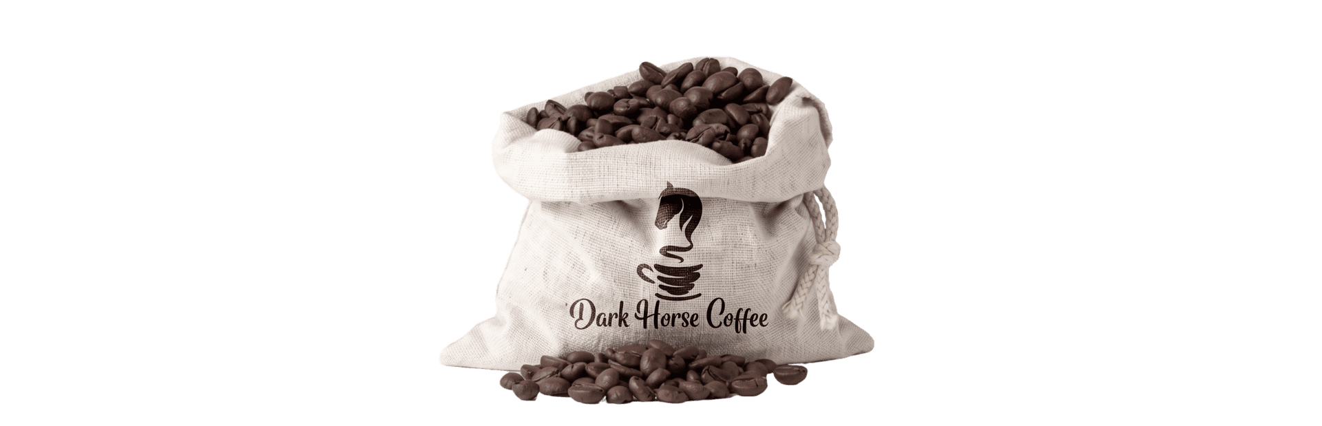 Burlap sack of roasted coffee beans